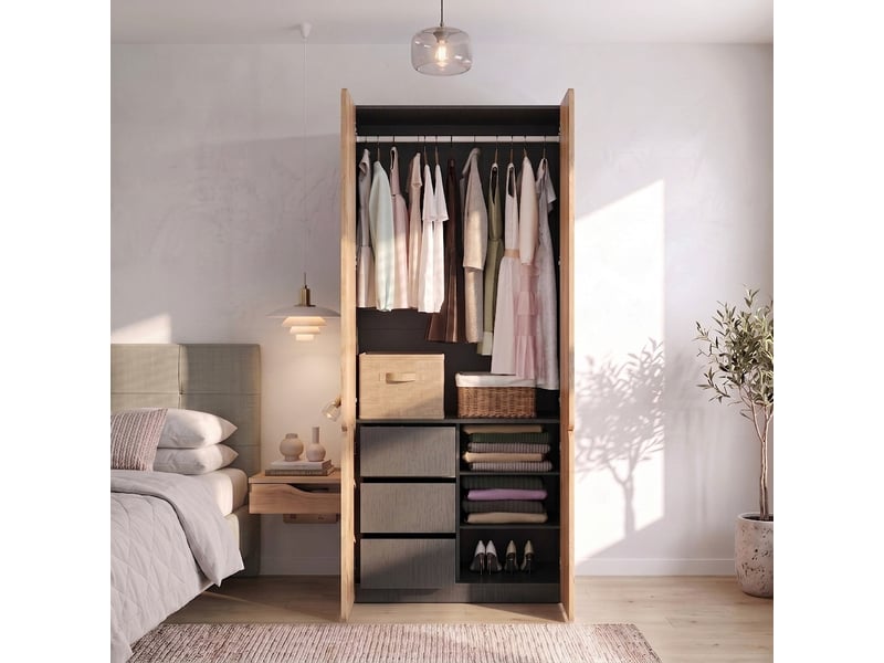  Armoire blanche 5 portes 200 cm avec led et verre strié  - Conforama C