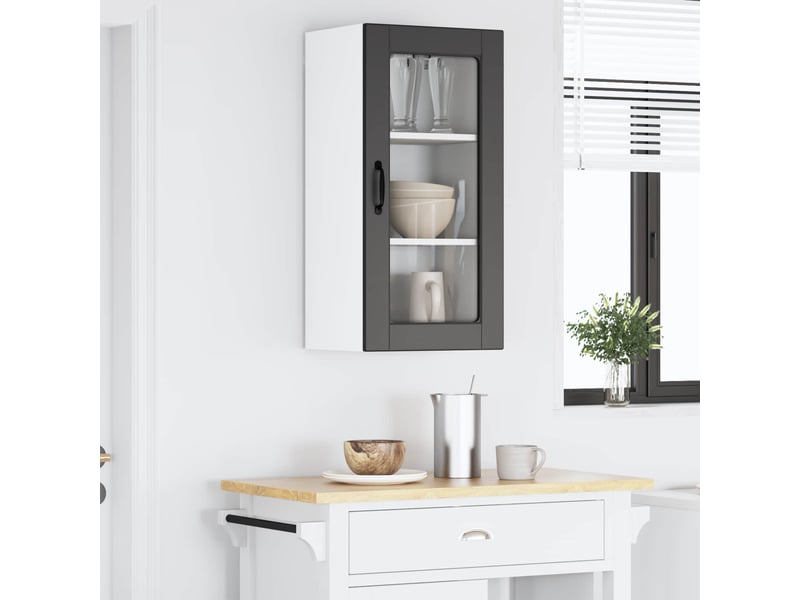  Meuble mural de cuisine, cabinet en verre mural noir 40x31x80cm shl1523  - Conforama D