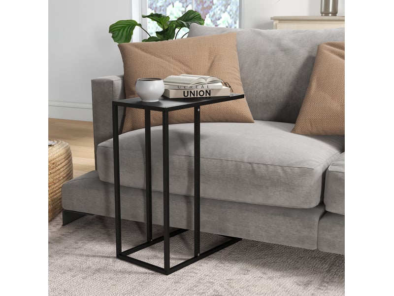  Table d’appoint en c 46x26x60 cm en acier noir pour canapé et lit  - Conforama B