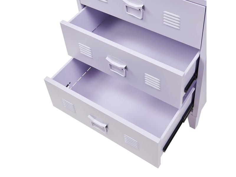 Commode meuble de rangement pratique entrée salon chambre métallique avec 3 tiroirs acier 72 x 60 x 40 cm violet 03_0009305  - Conforama D