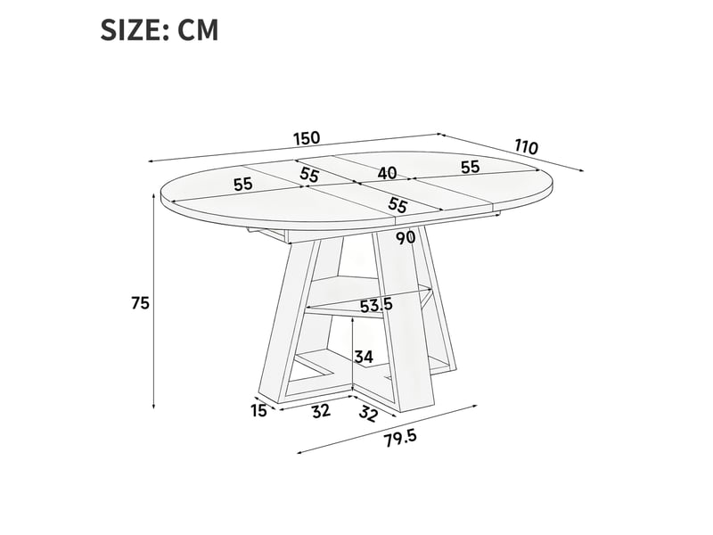  Table à manger extensible 110150 x 110 cm – noir effet bois – rangement intégré pour 4 à 6 personnes  - Conforama C