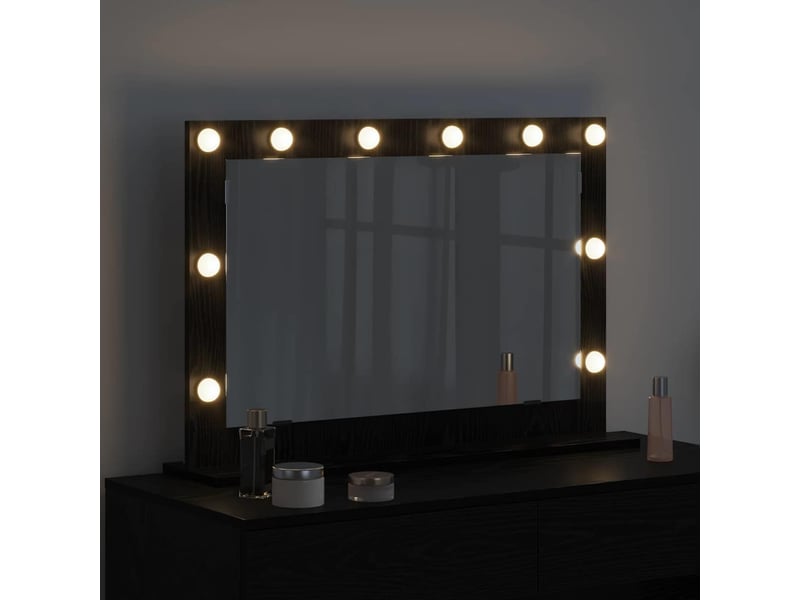  Miroir de vanité, miroir de coiffeuse chêne noir 80 x 15 x 18 cm rectangulaire cf62765  - Conforama C
