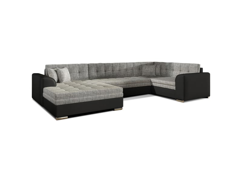  Canapé panoramique convertible caldero 5 places gris et noir – angle gauche  - Conforama A