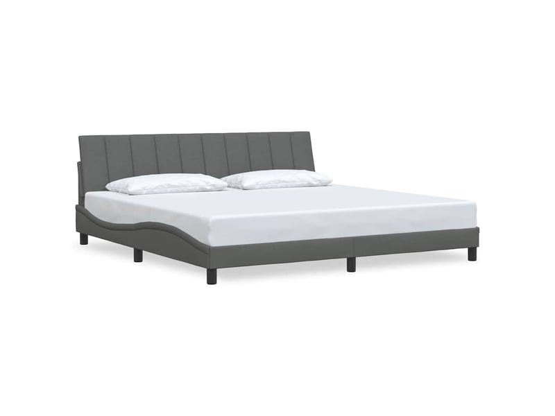  Lit double- lit adulte -  cadre de lit sans matelas hanko gris foncé 200x200 cm tissu  - Conforama A