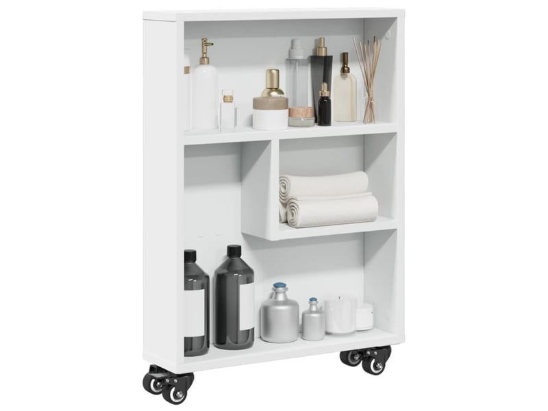  Chariot de rangement étroit blanc 48x13x68 cm bois d'ingénierie  - Conforama B