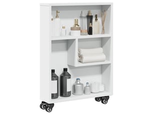 Chariot de rangement étroit blanc 48x13x68 cm bois d'ingénierie