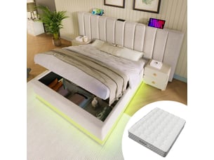 Ensemble matelas et sommier 180x200 cm Ressorts ensachés + mousse <strong>BEAOK</strong> soutien Medium épaisseur 20 cm