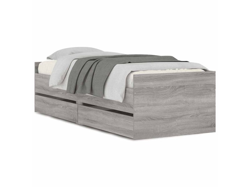  Lit simple- lit adulte -  cadre de lit avec tiroirs sans matelas sonoma gris 100x200 cm  - Conforama A