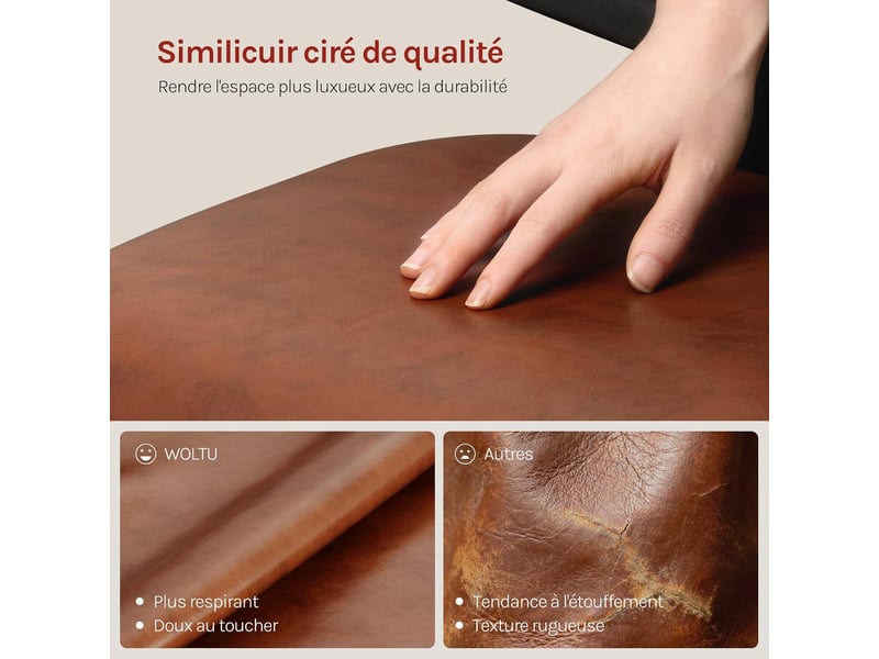  Lot de 2 tabourets bar pivotantes à 360°, structure métallique, en similicuir brillant, marron  - Conforama D