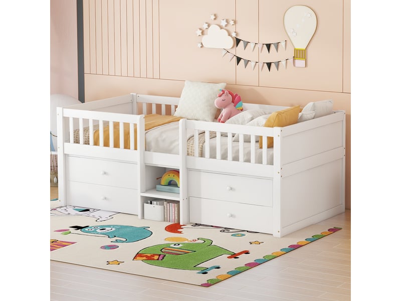  Lit gigogne - 90x200cm - 3 tiroirs - tête de lit réglable - sans matelas  - Conforama R