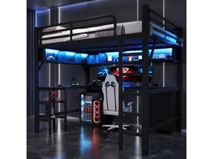 Lit mezzanine 140x200 cm MEUBLIV coloris noir