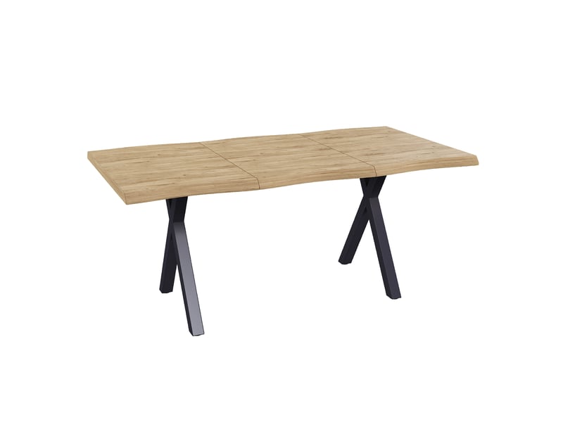 Table de séjour rectangulaire 160 x 78 x 75 cm, 4 à 6 personnes, plateau épais aux bords ondulés, structure stable, mdf, couleur bois Morn Vibe - Conforama A