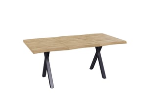 Table de séjour rectangulaire 160 x 78 x 75 cm, 4 à 6 personnes, plateau épais aux bords ondulés, structure stable, mdf, couleur bois