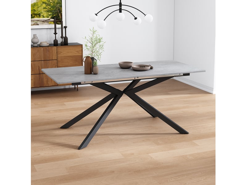 Table à manger extensible automatique 150180 x 70 cm, mdf et métal noir gris - Conforama D