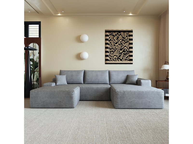 Canapé d'angle, canapé modulable, design moderne, 270 cm, pour salon, chambre, appartement, gris, livré monté, assise profonde  - Conforama W
