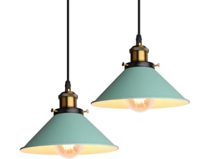 Lot de 2 lustres rétro 22cm – suspension luminaire vintage vert