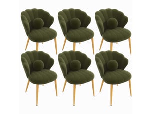 Lot de 6 chaises de salle à manger 60x62,5x83 cm en bouclé vert avec pieds dorés