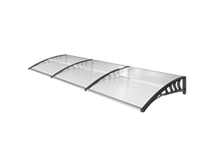 Auvent de porte et fenêtre 90 x 295 x 23,5 cm, protection solaire et pluie, design moderne, alliage d'aluminium transparent