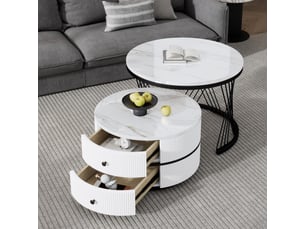 Table basse rond(e) coloris blanc <strong></strong> <strong></strong>
