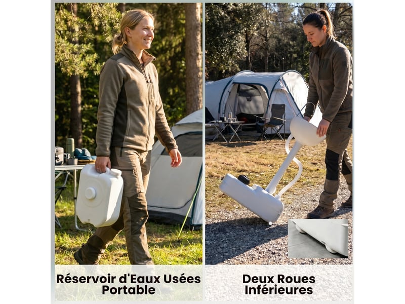  Évier à main portable station de lavage camping jardin extérieur voyager avec d'eau réservoir 17l gris  - Conforama W