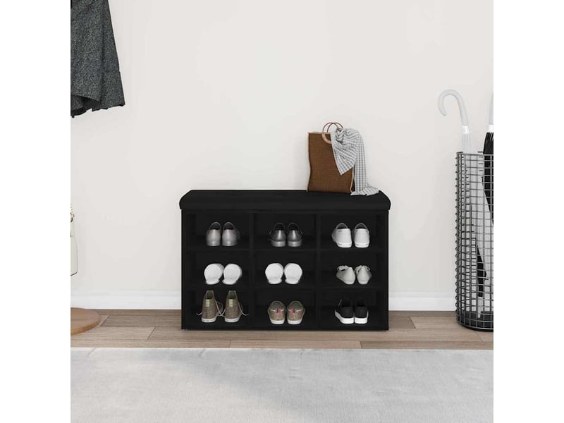  Banc à chaussures, banc de rangement noir 82x32x50 cm bois d'ingénierie  - Conforama D