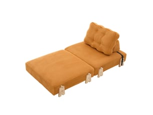 Fauteuil convertible modenvie 1 place pliable en velours côtelé orange, style nordique, 90 x 86 x 84 cm