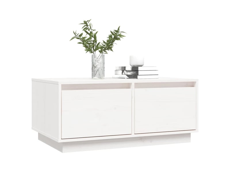  Table basse | table d'appoint salon blanc 80x50x35 cm bois massif de pin  - Conforama D