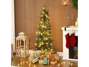 Sapin de noël artificiel 150 cm, arbre de noël slim avec 150 lumières 8 modes d'éclairage 431 branches articulées, vert