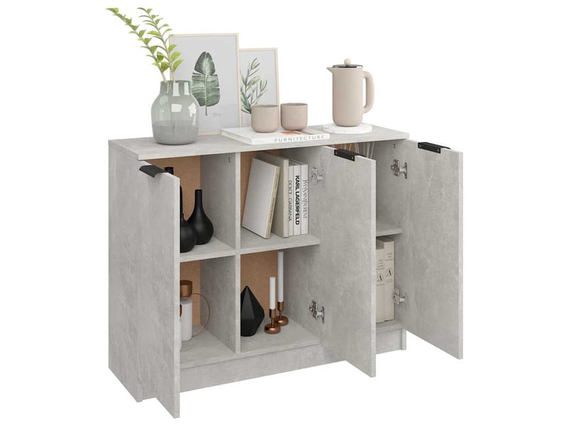  Buffet - bahut - meuble de rangement gris béton 90,5x30x70 cm bois d'ingénierie  - Conforama D