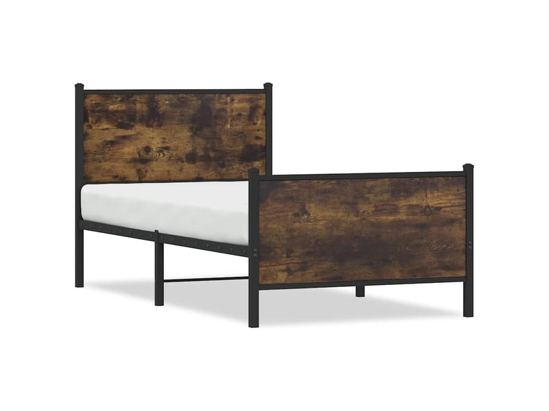  Lit simple- lit adulte -  cadre de lit en métal sans matelas chêne fumé 80x200 cm  - Conforama A