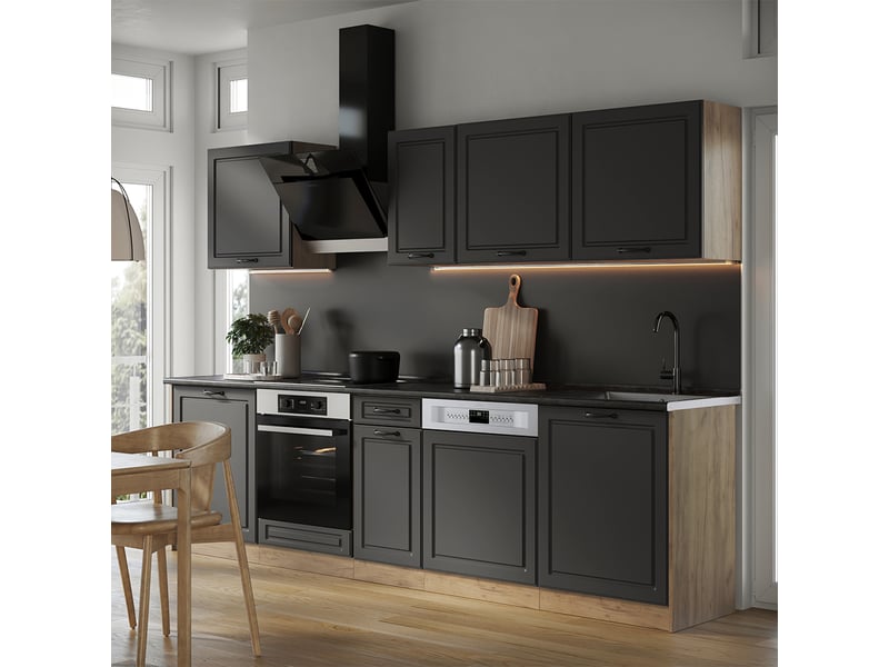  Vicco cuisine, anthracite campagnechêne doré, 280cm sans plan de travail  - Conforama C