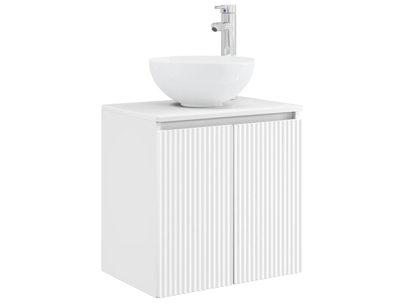  Vanité de lavabo mural, meuble de rangement blanc 49.5x41x64.5 cm shl1860  - Conforama A