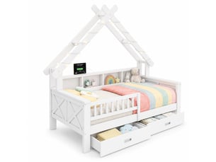 Lit cabane 90x190 cm <strong>VIVRYN</strong> <strong></strong> coloris blanc