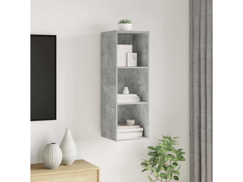 Meuble tv - banc tv - meuble de rangement mural gris béton 37x37x107 cm bois d’ingénierie  - Conforama D