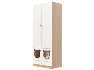 Armoire enfant 2 portes 80 x 50 x 200 cm avec penderie et tiroirs blanc naturel