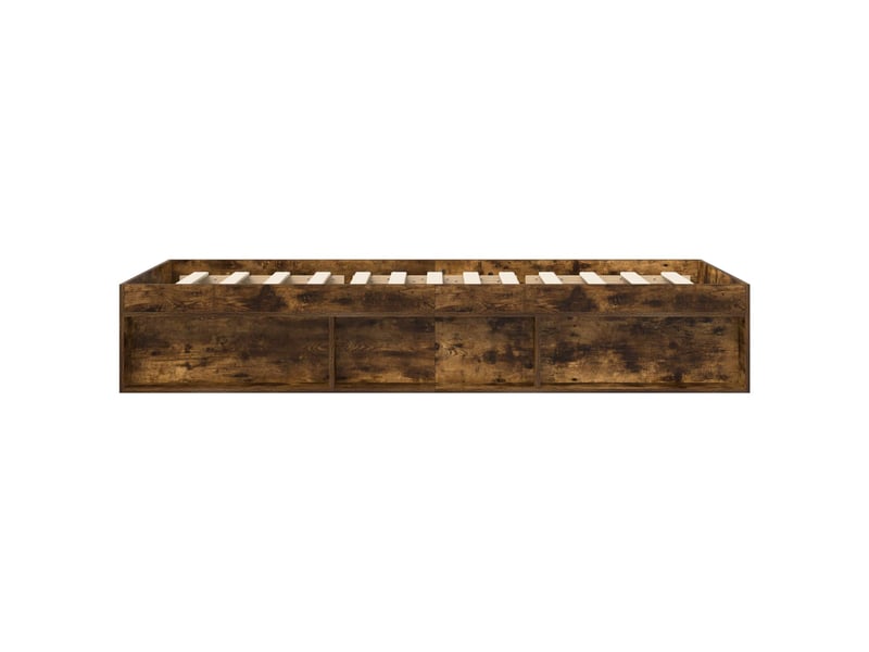 Lit simple- lit adulte - cadre de lit avec rangement avec étagère chêne fumé 80 x 200 cm - Conforama D