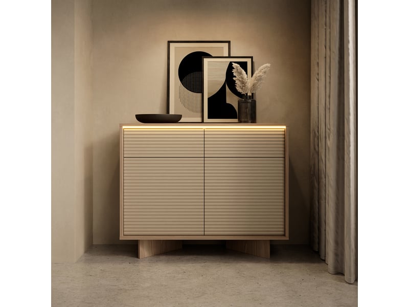  Bahut hateva, buffet 2 tiroirs, 104x40x84h cm chêne marron Hateva - Conforama B