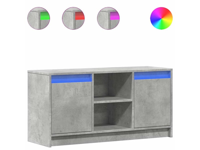  Meuble tv - banc tv - meuble de rangement avec led gris béton 100x34x50 cm bois d'ingénierie  - Conforama A