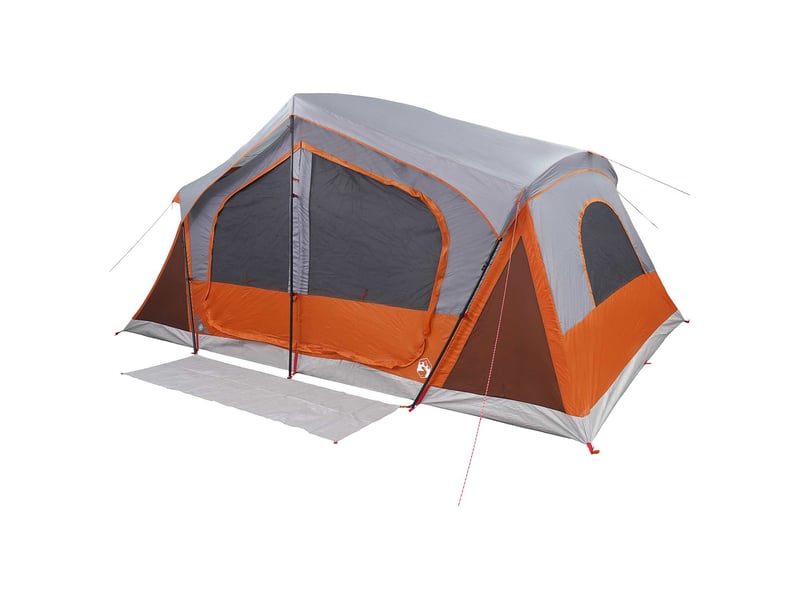  Tente de camping, tente cabane gris et orange 10 personnes polyester et acier  - Conforama C