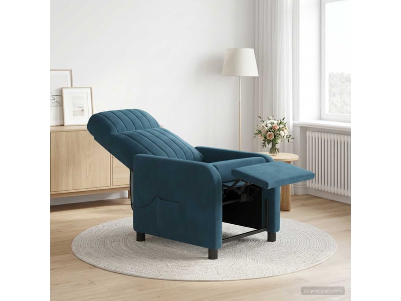  Vidaxl fauteuil de massage inclinable bleu velours (v)  - Conforama B