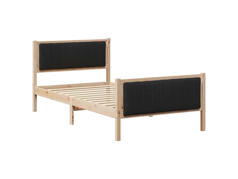Lit simple- lit adulte - cadre de lit marron et noir 100 x 200 cm bois massif en pin - Conforama A