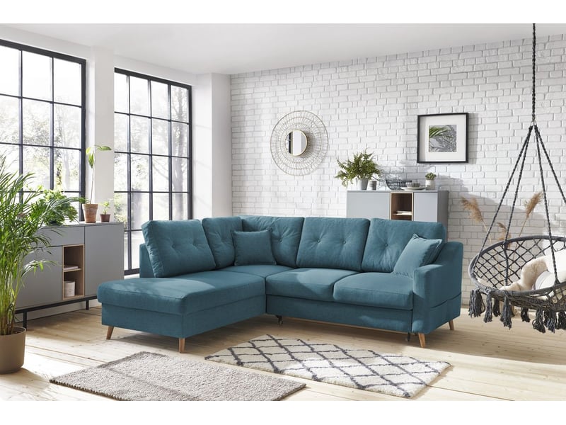  Bobochic canapé d'angle l convertible sweden bleu foncé  angle gauche SWEDEN - Conforama D