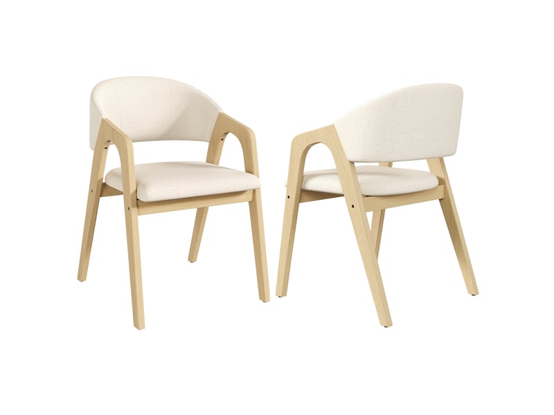 Lot de 2 chaises de salle à manger 55.5x60x83 cm structure en hévéa massif revêtement effet lin bois naturel et beige OPULERANE TRADING LTD - Conforama A