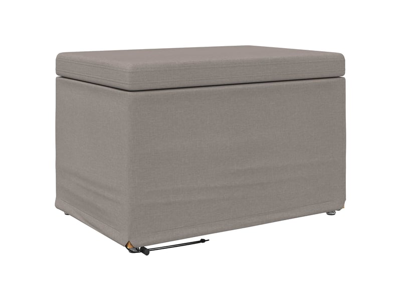  Tabouret bas, ottoman taupe 61x41x40 cm tissu et bois stratifié  - Conforama A