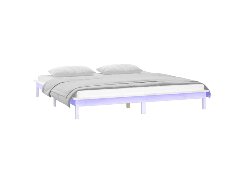  Lit double- lit adulte -  cadre de lit à led blanc 120x190 cm petit double bois massif  - Conforama B