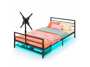 Lit simple 90x200 cm <strong>OKWISH</strong>  <strong></strong> coloris noir