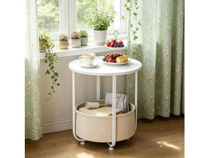 Table basse rond(e) coloris blanc BEAUNIV - 45 cmx45 cm