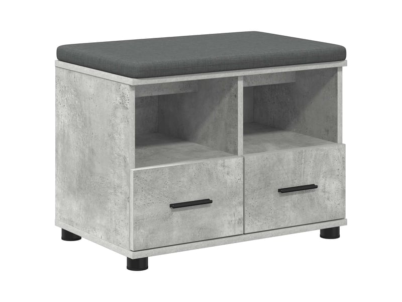  Banc d'entrée, banc interieur gris béton 60x38x46 cm  - Conforama A