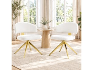 Lot de 2 chaises de salle à manger pivotantes à 360° avec dossier incurvé en pu blanc et doré