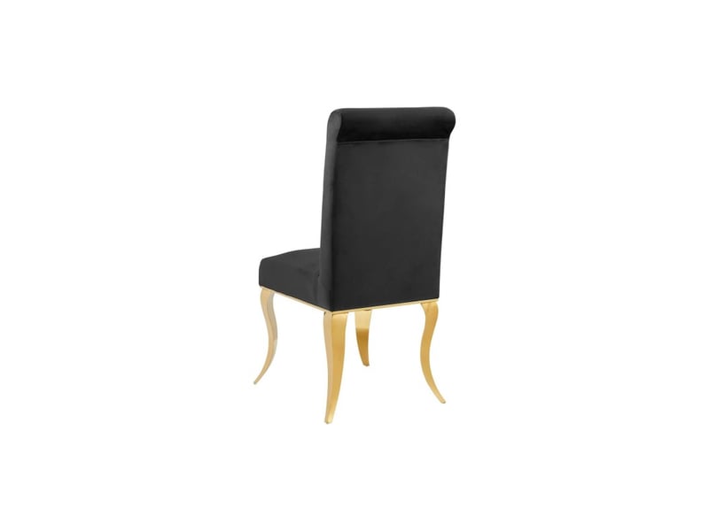  Lot de 2 chaises baroques velena en velours noir avec haut dossier et pieds dorés galbés  - Conforama D